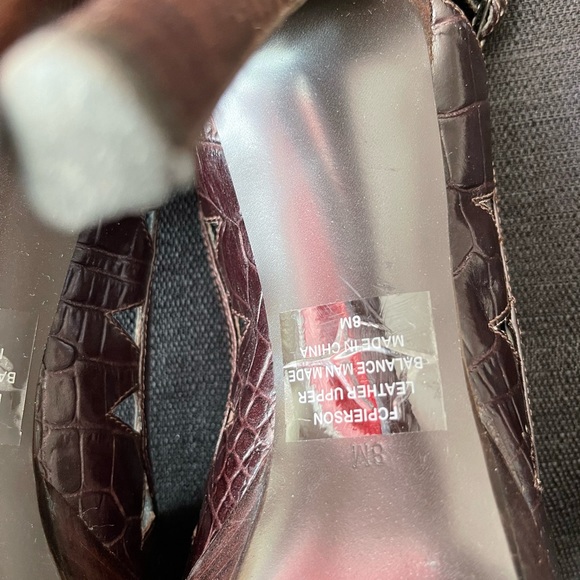 Next Brown Embossed Peep Toe Slingback Platform Size 8 - Picture 7 of 7